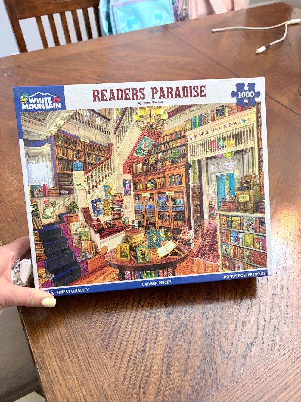 White Mountain Readers Paradise Jigsaw Puzzle — Blue, Red, Brown, Cream